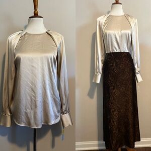 Champagne Satin Silk Blouse